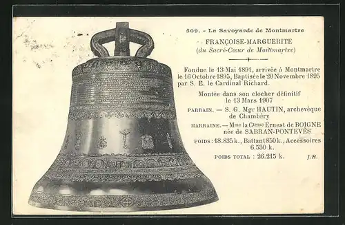 AK Glocke der Kirche in Montmatre
