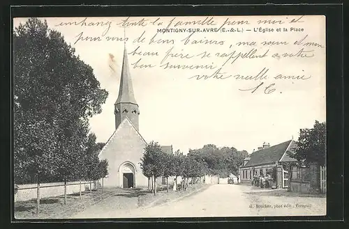 AK Montigny-sur-Avre, L`Eglise et la Place