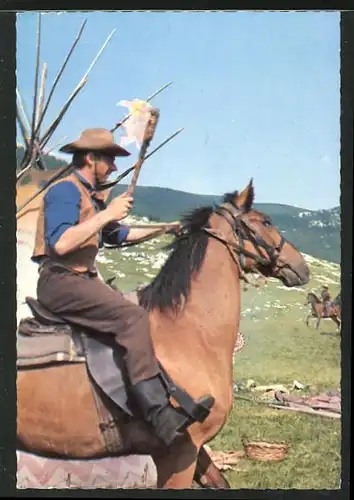 AK Karl May, Eine Szene aus Winnetou, II. Teil, Die Verbrecher legen Feuer...