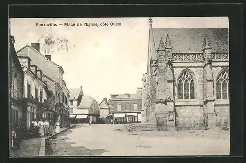 AK Beuzeville, Place de l`Église, coté Ouest