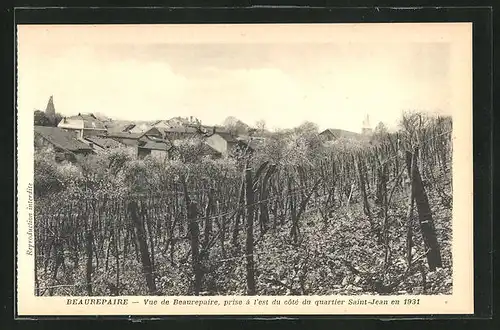 AK Beaurepaire, prise a l'est du cote du quartier Saint-Jean en 1931