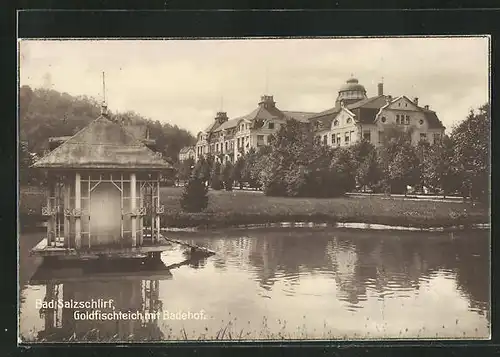 AK Bad Salzschlirf, Goldfischteich mit Badehof