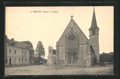 AK Routot, L'Église, Denkmal