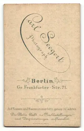 Fotografie Carl Seegert, Berlin, Portrait eleganter Herr mit Vollbart