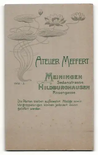 Fotografie Atelier Meffert, Meiningen, Portrait schöne Dame im gestreiften Kleid