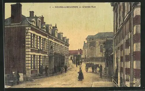 AK Neung-sur-Beuvron, Grande Rue, Strassenpartie