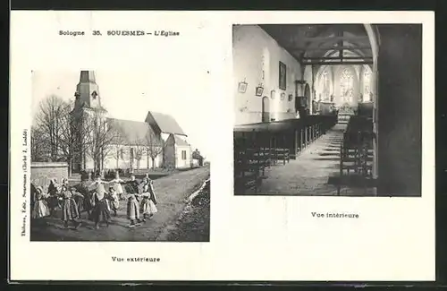 AK Souesmes, L`Église, Vue extérieure, Vue intérieure