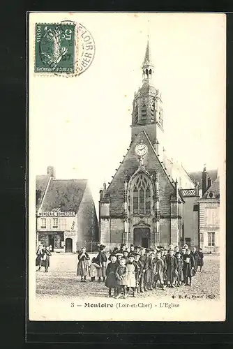 AK Montoire, L`Eglise, Kinder vor Kirche