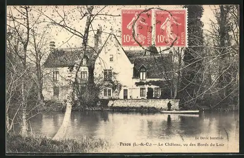 AK Pezou, Le Château, vue des Bords du Loir