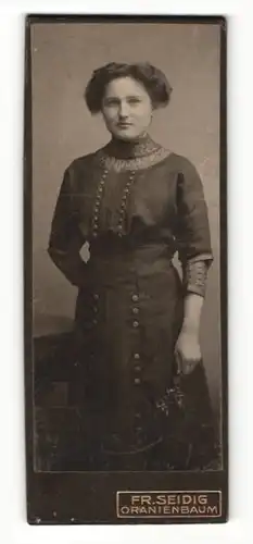 Fotografie Fr. Seidig, Oranienbaum, Portrait junge Dame mit Hochsteckfrisur