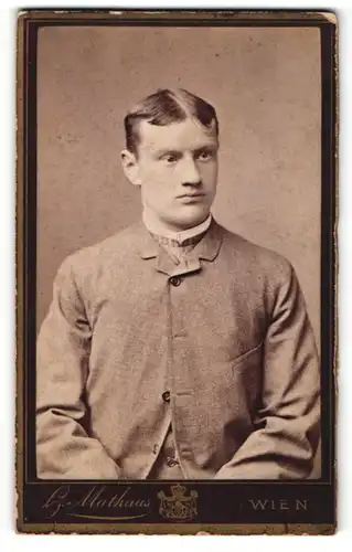 Fotografie H. Mathaus, Wien, Portrait junger Herr im Anzug mit Krawatte