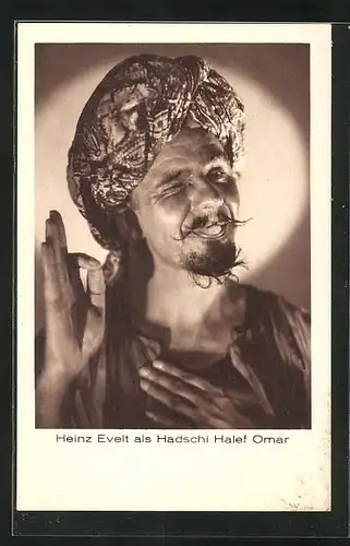 AK Schauspieler Heinz Evelt als Hadschi Halef Omar in dem Film Durch die Wüste, Karl May