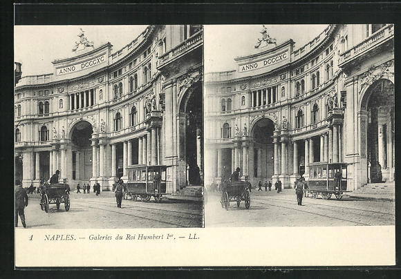 Stereo-AK Naples, Galeries du Roi Humbert Ier 0