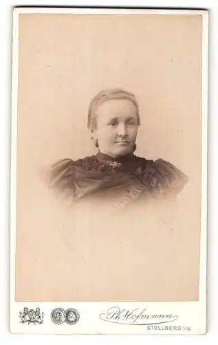 Fotografie Ph. Hofmann, Stollberg i. S., Portrait hübsche Frau in schwarzer Bluse