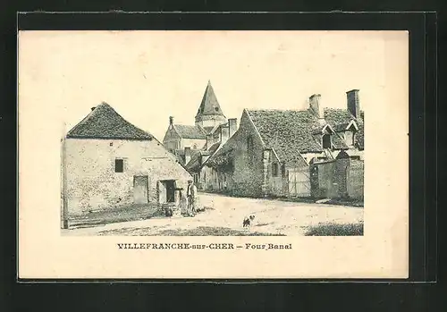 AK Villefranche-sur-Cher, Häuser an der Kirche