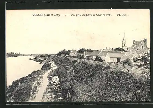 AK Thézée, Vue prise du pont, le Cher en aval