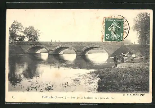 AK Salbris, Pont de la Sauldre, vue prise du Bas