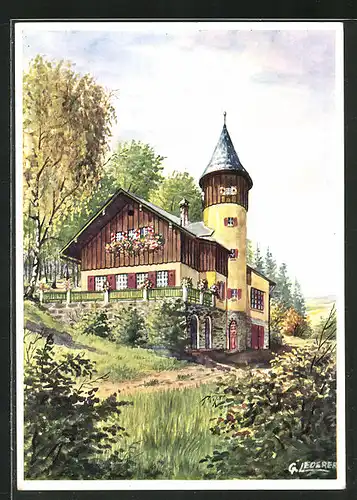 Künstler-AK Sparneck i. Fichtelgeb., Gasthaus Heimatliebe