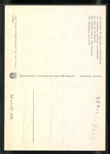 Künstler-AK Sparneck i. Fichtelgeb., Gasthaus Heimatliebe