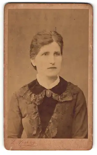 Fotografie L. Herzog, Bremen, Portrait einer Dame im hübschen Kleid