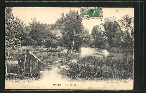 AK Pezou, Vue sur le Loir, Flusspartie