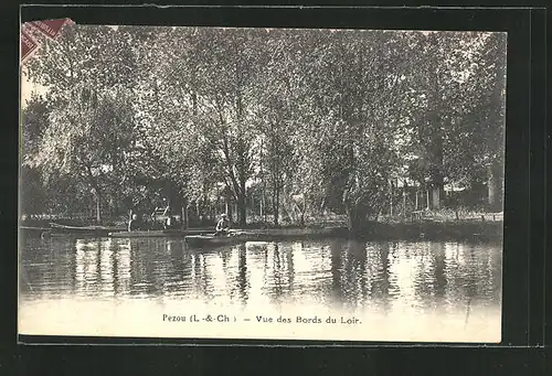 AK Pezou, Vue des Bords du Loir, Blick über den Fluss