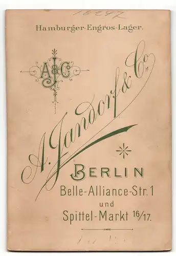 Fotografie A. Jandorf & Co., Berlin, Eleganter junger Mann mit Schnauzbart