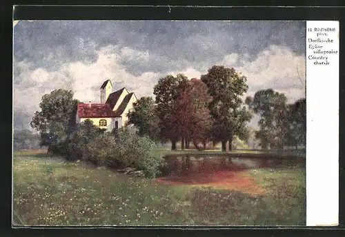 Künstler-AK Hermann Rüdisühli: Blick zur Dorfkirche