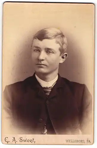 Fotografie C. A. Sweet, Wellsboro, PA, Portrait junger Mann in Anzug mit Krawatte