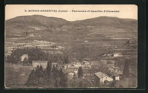 AK Bourg-Argental, Panorama et Quartier d`Almandet