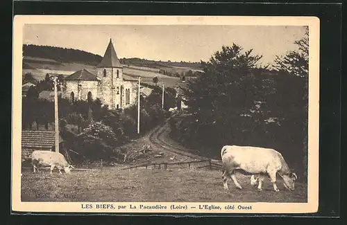 AK La Pacaudière, Les Biefs, L`Eglise, Côté Ouest