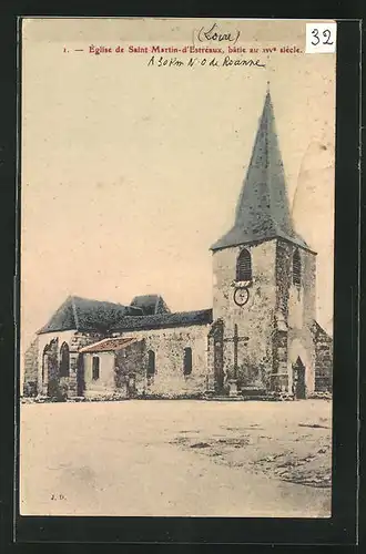 AK Saint-Martin-d`Estréaux, Église bâtie au XIVe siècle
