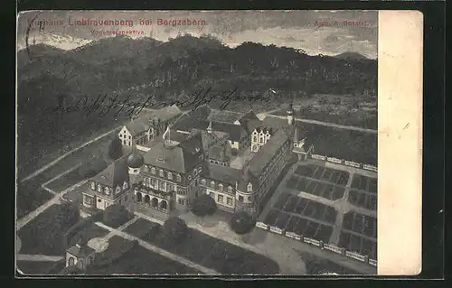 AK Bergzabern, Hotel-Kurhaus Liebfrauenberg aus der Vogelschau