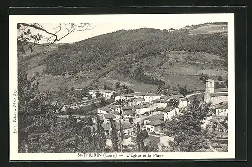 AK Saint-Thurin, L`Eglise et la Place