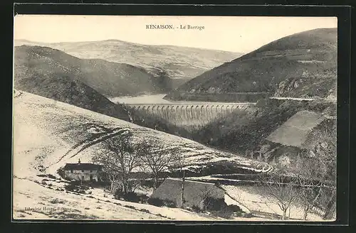AK Renaison, Le Barrage, Blick auf die Staumauer