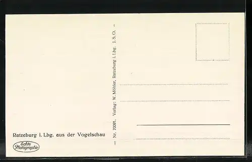 AK Ratzeburg, Ortsansicht aus der Vogelschau