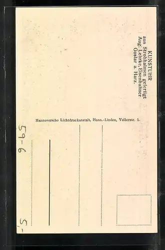 AK Kunstuhr aus Strohhalmen von Aug. Lehrke, Goslar