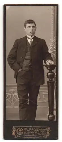 Fotografie D. Weissgärber, Zwönitz, Portrait stattlicher Herr mit Krawatte im Anzug