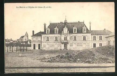 AK Linas, La Mairie et l`Eglise