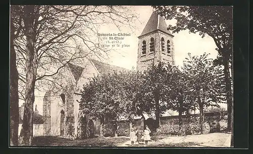 AK Gometz-le-Châtel, L`église et la place