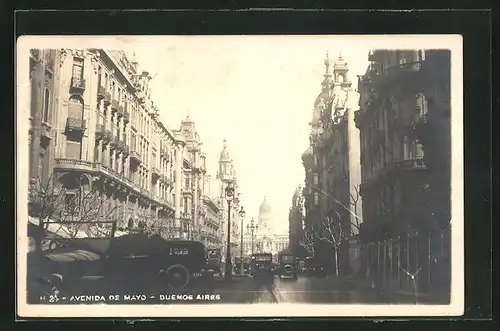 AK Buenos Aires, Avenida de Mayo, Strassenpartie im Zenrtrum