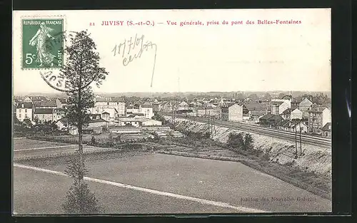 AK Juvisy, Vue generale, prise du pont des Belles-Fontaines