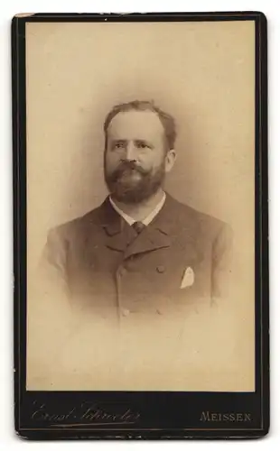 Fotografie Ernst Schroeter, Meissen, rückseitige Ansicht Meissen, Albrechtsburg, vorderseitig Portrait Herr