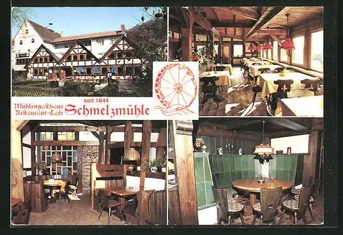 AK Lollar, Vier Ansichten vom Mühlengasthaus-Restaurant-Cafè Schmelzmühle