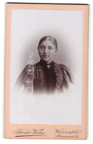 Fotografie Theodor Weber, Weissenfels, Portrait schönes Fräulein mit Ohrschmuck