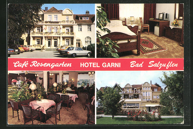 AK Bad Salzuflen, Hotel Garni, Café Rosengarten