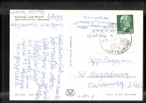 AK Arendsee / Altm., Pionierlager Erich Weinert, Harper Weg