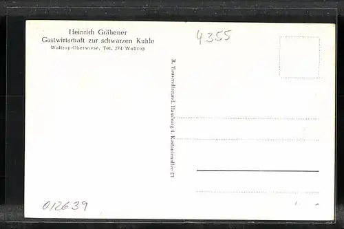 AK Waltrop-Oberwiese, Gastwirtschaft zur schwarzen Kuhle