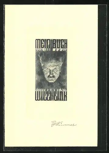 Exlibris von Georg Wimmer für Willi Link, Männer - Portrait