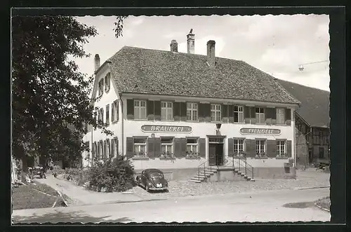 Foto-AK Owingen, Brauerei Stengele